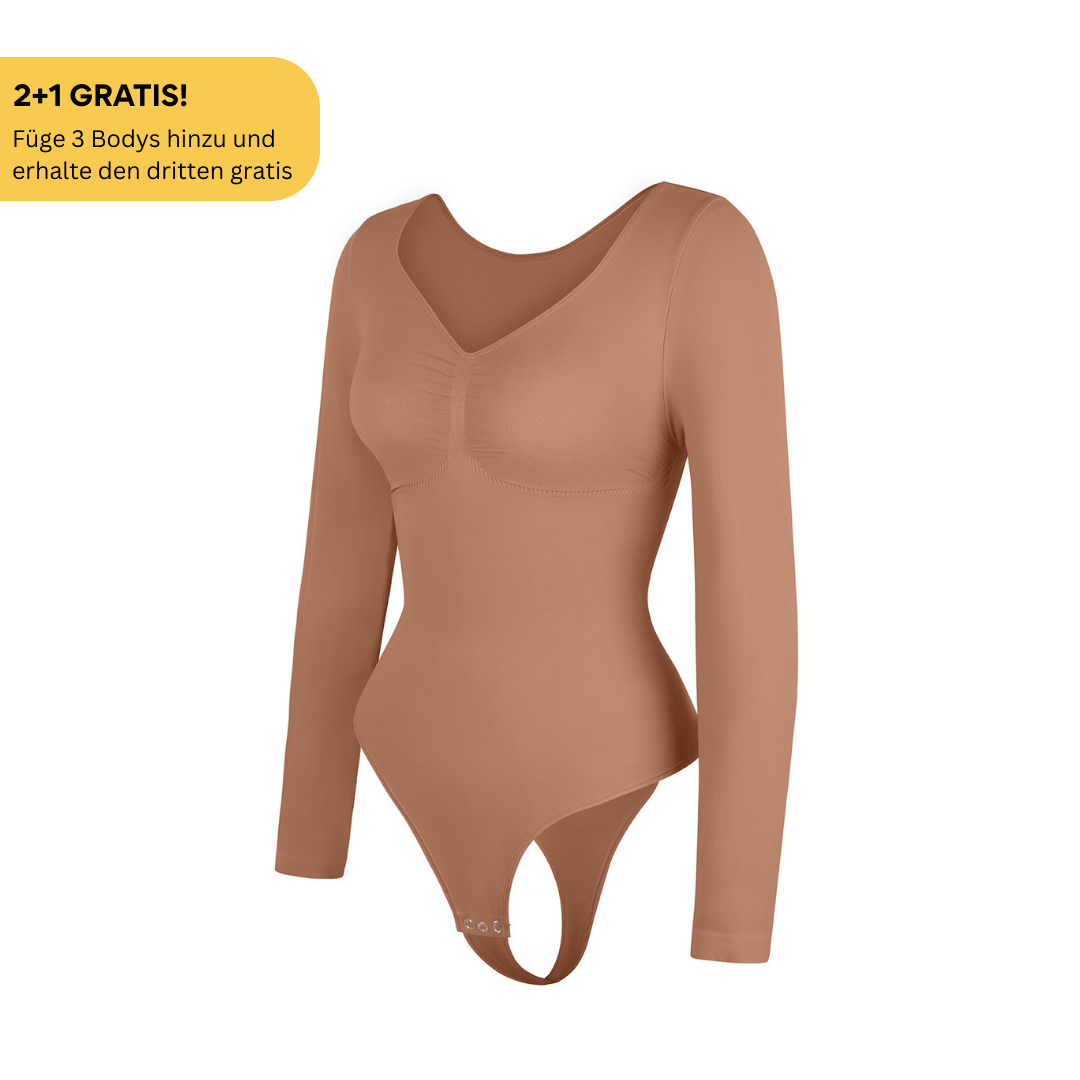Bodysuit Sculpting Shapewear Longsleeve mit String